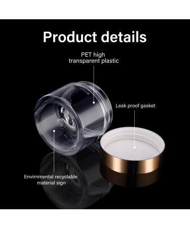 SATINIOR 24 Pack 2 oz Clear Plastic Jars with Gold Lids - Wide-Mouth Storage Containers for Beauty Products, Cosmetics, Crafts, and Food - Buy Online on SooperMarket.com
