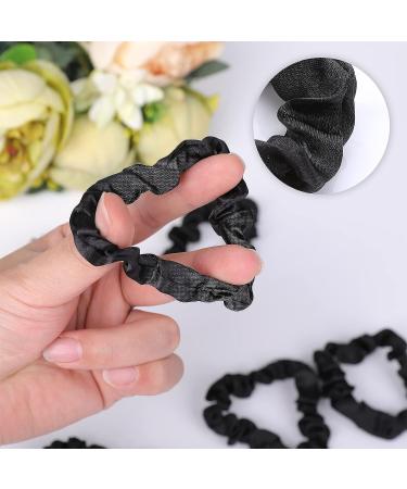 Lusofie 12Pcs Black Satin Hair Scrunchies - Elastic Silk Hair Ties for Women and Girls - 2.36 Inch Ponytail Holder - Buy Online on SooperMarket.com