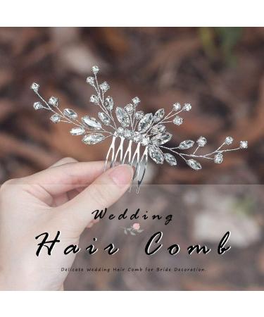 Unicra Bride Silver Wedding Hair Comb | Sparkly Crystal Rhinestone Bridal Hair Accessory - Buy Online on SooperMarket.com