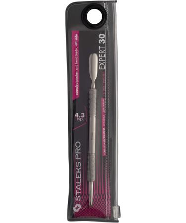 Staleks Pro Expert 30 Type 4.3 Cuticle Pusher with rounded and bent blade side - Left-Handed User Friendly - Model PE-30/4.3 - Buy Online on SooperMarket.com