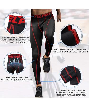 Queerier Men's Compression Pants Active Leggings with Pockets - Red XX-Large - Buy Online on SooperMarket.com