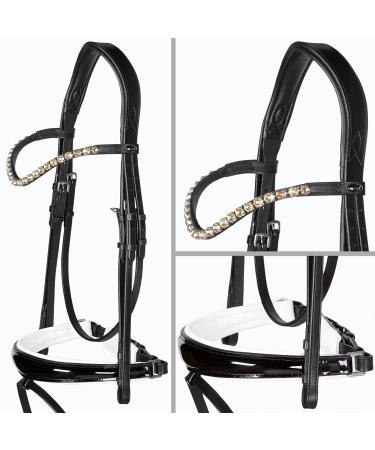 Heinick-Reitsport bridle anatomical performance white lacquer conical RH bridle hook warmblood selection (glow champagne)