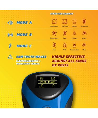 2023 Powerful Ultrasonic Pest Repeller with LCD - Indoor/Outdoor Rodent Control - Electronic Rat, Mouse, Bat, Squirrel Repellent - Electromagnetic Waves - Blue - Buy Online on SooperMarket.com