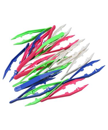Craft Tweezers 20 Pack Plastic Tweezers Safe Durable for Kindergarten for Adults for Manual Hobby Training