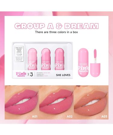 Pink Lipstick Set - Waterproof High Pigment & Non-Smudge Liquid Lip Gloss - Long-Lasting Makeup for Women - Pack of 3 - Buy Online on SooperMarket.com