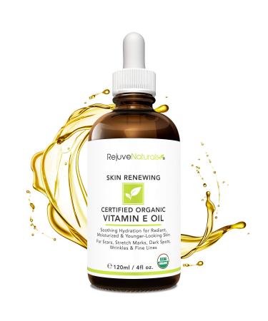 Organic Vitamin E Oil - 100% Natural, 4oz | Reduce Scars, Stretch Marks & Wrinkles | Hydrating Face & Body Moisturizer - Buy Online on SooperMarket.com