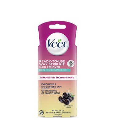 Veet Body, Bikini and Face Hair Remover Wax Kit, 20 ct