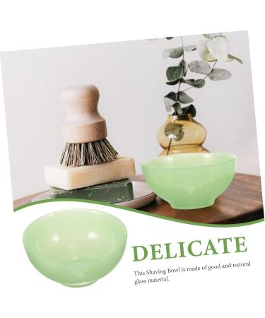 2-Piece Green Terrarium Bowls for Men's Care | Decorative Soap & Shaving Bowl - Jade Glass Containers 11.5x11.5x5cm - Buy Online on SooperMarket.com
