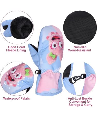 Waterproof Kids Mittens - Thermal Fleece Lined PU Palm Gloves for Age 7-9 | Sky Blue | Winter Cold Weather Gear for Boys and Girls - Buy Online on SooperMarket.com