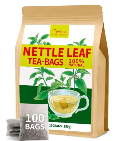 TeeLux Nettle Leaf Tea Bags 100 Count Stinging Nettle Tea Pure Natural Nettle Leaf Herbal Tea Caffeine Free Biodegradable Tea Bags Nettle Tea 100 Count (Pack of 1)
