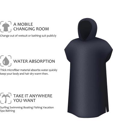 Surf Poncho Changing Towel Robe - Hooded Wetsuit Change Poncho for Adults - Water Absorbent - Oversized Black - Buy Online on SooperMarket.com