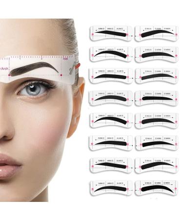 96Pcs Eyebrow Stencil Kit Adjustable Eyebrow Spacing Eye Brow Drawing Guide Styling Shaping Grooming Template Card Makeup Hairline Brow Stamp (96Pcs)