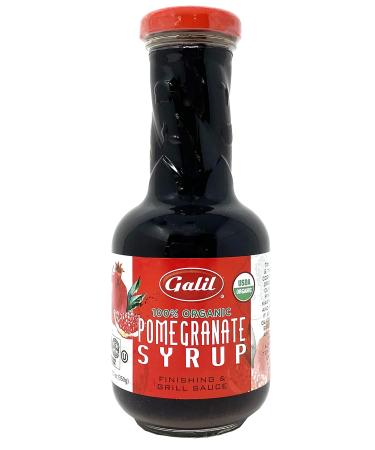 Galil USDA Organic Pomegranate Molasses 100% Concentrated Pomegranate Juice 12.3 Ounce  No Sugar Added, Vegan, Gluten-Free, Preservative Free Kosher Pomegranate Syrup