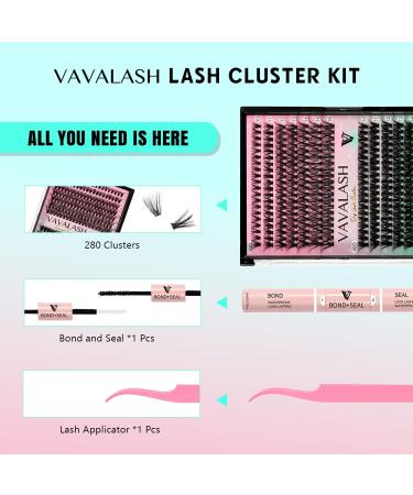 VAVALASH DIY Lash Extensions Kit - 280 Individual Cluster Lashes Lash Bond & Seal Applicator | Perfect for At-Home Eyelash Extensions - Buy Online on SooperMarket.com