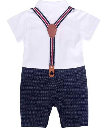 AmzBarley Baby Boys Tuxedo Rompers Suit with Bowtie - Black, 3-6 Months - Buy Online on SooperMarket.com