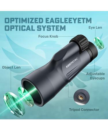 KEESYNC HD Monocular with Smartphone Adapter - 12x50 Sky Captain Telescope for Bird Watching & Outdoor Activities - Buy Online on SooperMarket.com