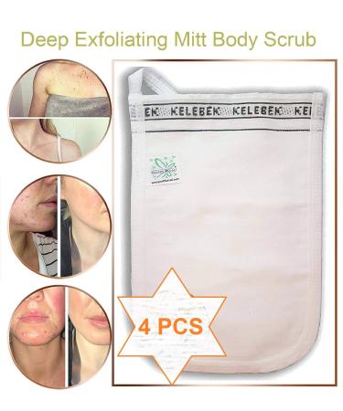 KESE Deep Exfoliating Body Scrub Mitt - Turkish Hammam Spa Glove for Dead Skin & Cellulite Removal - 4 Pack - Buy Online on SooperMarket.com