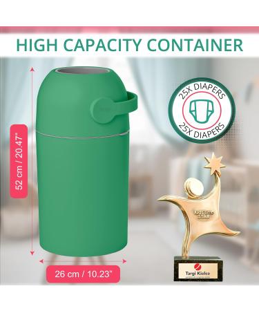 Baby Diaper Pail Patented Odor-Stop System Use Any Garbage Bag One Hand Free Lever Roll of Bag incld (Grass Green) - Buy Online on SooperMarket.com