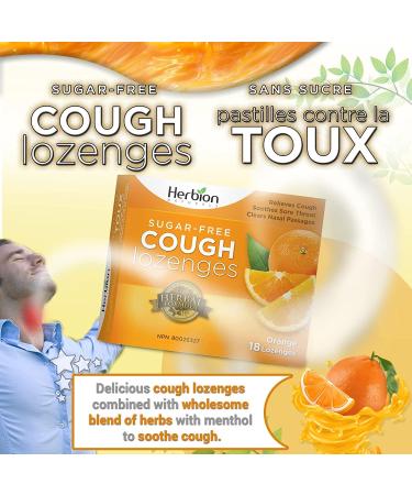 Herbion Naturals Sugar-Free Cough Lozenges with Natural Orange Flavour Relieves Cough Clears Nasal Congestion Soothes Sore Throat For Adults and Children 12 years and above (Pack of 6) 108 Count - Buy Online on SooperMarket.com