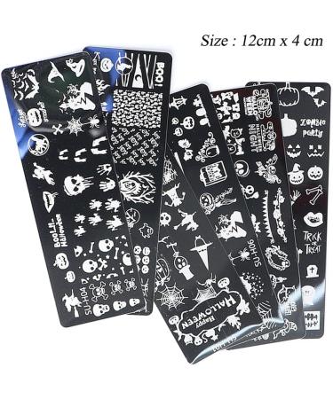 healthGUO Nail Art Stamping Plate Stamper Sponge Pen Halloween Pumpkin Bats Image Nail Polish Template Stamp Stencil Tools Kit 2 - Buy Online on SooperMarket.com