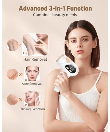 Buy Latest 3 in 1 IPL Hair Removal Device - 999 900 Pulses 9 Energy Levels Pain-Free | Best for Men & Women - Face Armpits Legs Body - Buy Online on SooperMarket.com