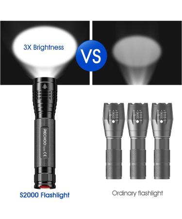 RECHOO S2000 High-Powered LED Flashlight | 2000 Lumens, 3 Modes, Zoomable, Water Resistant | Ideal for Camping, Outdoor Activities, and Emergencies - Buy Online on SooperMarket.com