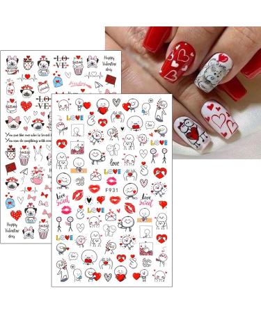 JMEOWIO 10 Sheets Valentines Day Heart Nail Art Stickers Decals Self-Adhesive Rose Love Nail Supplies Nail Art Design Decoration Accessories - Buy Online on SooperMarket.com