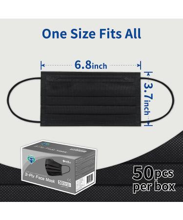 Medtecs Disposable Face Mask - 50/2000 PCS - 3 Layer Breathable Protection - CoverU Adult Mask - Black 50 PCS - Buy Online on SooperMarket.com