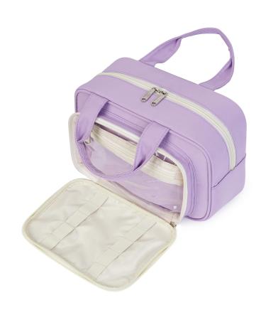 Full Size Toiletry Bag Large Makeup Bag Organizer Travel Cosmetic Bag for Women (Purple)