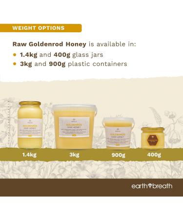 Earthbreath Goldenrod Raw Honey - 1.4kg - Pure Honey Unpasteurized Unfiltered Unprocessed - From Single Apiary - Natural Sweetener for Food Cooking Coffee Tea Drinks 1.40 kg (Pack of 1) - Buy Online on SooperMarket.com
