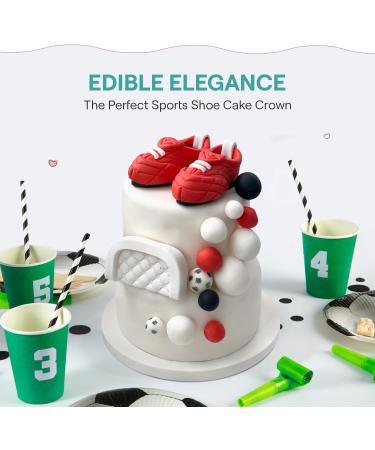 SugarArt Football Boot Set Edible Cake Topper - (Red) Handmade Football Cake Decorations - Perfect on Fondant Butter Cream & More - Football Cake Toppers - Made of Sugar - Contains Food Colors - Buy Online on SooperMarket.com