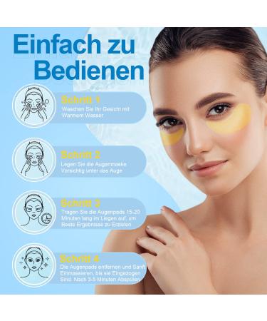 24K Gold Eye Pads - 60 Anti-Aging Masks for Dark Circles Puffiness & Wrinkles with Hyaluron & Collagen - Buy Online on SooperMarket.com
