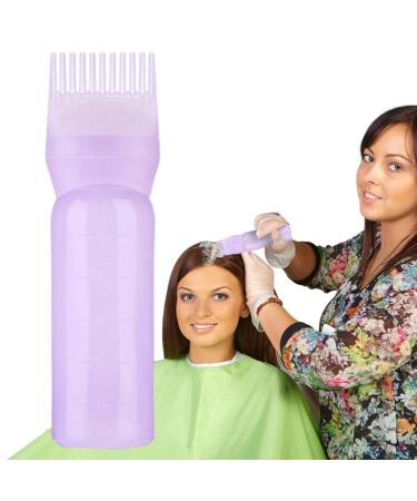 Hair Dye Brush Bottle Root Comb Applicator Bottle Hair Oil Bottle With Comb Hair Dye Bottle Applicator Comb With Graduated Scale For Home Salon Use Purple