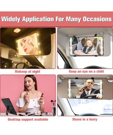 Viatia Rechargeable LED Car Sun Visor Vanity Mirror with Lights - 3 Light Modes and Dimming Touch Sensor - Black - Buy Online on SooperMarket.com