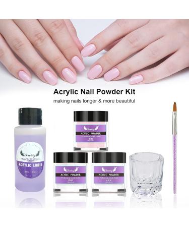 Anself Acrylic Nail Kit Acrylic Powder & Liquid Set with Nail Brush 3 Colors Nail Powder Kit for Beginners Nail Art DIY Nail Beauty Tools - Buy Online on SooperMarket.com