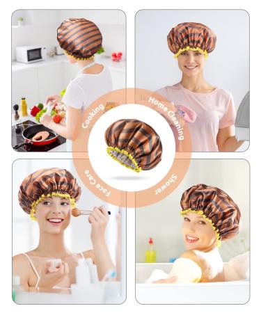 Buy Mikimini 2-Pack Waterproof Shower Hoods - Stylish & Reusable for Women Men Girls & Children | Golden Stripes Design - Buy Online on SooperMarket.com