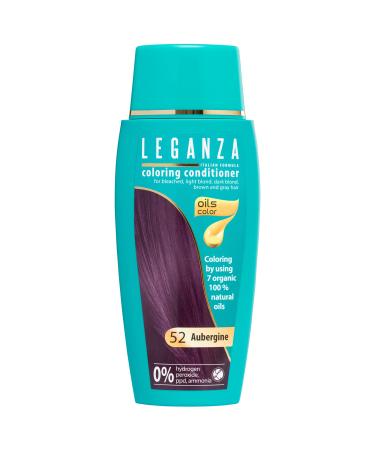 Leganza Coloring Conditioner Color 52 Aubergine with 7 Natural Oils Ammonia and Paraben Free