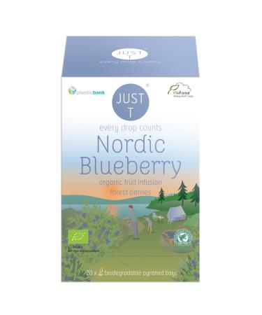 JUST T Nordic Blueberry Premium Pyramid Tea Bag (20 pcs) | Organic Fruit Tea Infused with Forest Berries | Biodegradable Premium Organic Tea Bags High-Grown Leaf Tea for All Tea Lovers Nordic Blueberry 20 Pcs (Pyramid Bag)