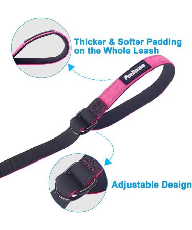 Petbonus Short Dog Leash - Adjustable Reflective Safety Bracelet for Dogs & Strollers - Soft Padded Handle (Pink) - Buy Online on SooperMarket.com