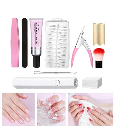 Dranng Gel Extension Nail Kit - Artificial Extension Nail Set With Tips For Girls Gel Nail Extension Fake Nails Kit Portable Gel Nail Extension Set Transparent Tips Nails Set For