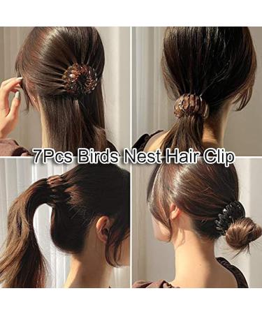 7pcs Zabernim Hair Holder Birds Nest Magic Hair Clip for Women - Expandable Velvet Bun Claw for Girls - Vintage Ponytail Holder Hairpin Buckles - Buy Online on SooperMarket.com