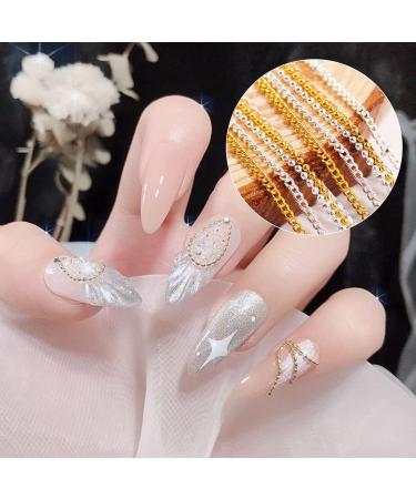 Nail Chain 4 Strips Gold Silver Metal Nail Art Chains 3D Nail Charms Punk Nail Studs Nail Art Decorations for Manicure Design DIY Crafts (Gold+Silver) - Buy Online on SooperMarket.com