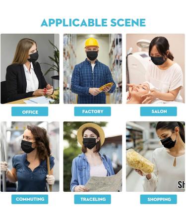 Black Disposable Face Masks 50Pcs - 4-Layer Protection - Breathable Dust Mask for Adults - Buy Online on SooperMarket.com