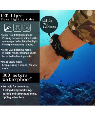 Daarcin 20-in-1 Survival Paracord Bracelet with Fire Starter, Compass, Whistle - Waterproof SOS Light, Adjustable - Ultimate Tactical Gear Set for Outdoor Adventures - 2pcs Black Upgraded - Gift for Kids & Men - Buy Online on SooperMarket.com