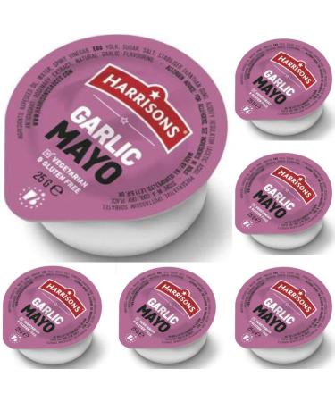Harrison Garlic and Mayonnaise Sauce Dip Pack of 50 Garlic and Mayo Dip 25g Each Gluten Free with No Soya - No Artificial Color or Flavor Made in UK
