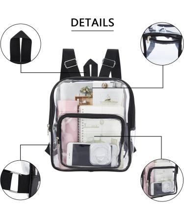 Cute Clear Mini Backpack - Stadium Approved Waterproof Lightweight Bag for Travel, Work, Concerts & Events (Black) - Buy Online on SooperMarket.com
