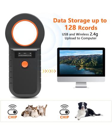RFID Microchip Reader for Dogs & Cats - Chiplesger 134.2kHz 128 Memory ISO11784/85 Animal Identification - Buy Online on SooperMarket.com