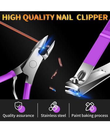 Manicure Pedicure Set - 16 Pcs Nail Clipper Set Professional Nail Grooming Tools Manicure Pedicure Kit Nail Care Kit Idea for Men Women with Travel Case Purple - Buy Online on SooperMarket.com