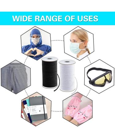 Coopay 200 Yards Length 1/4 Width Elastic Cord, 2 Rolls - 100 Yards/Roll, Heavy Stretch Elastic Spool Knit for Sewing, Black and White 1/4 Inch - Buy Online on SooperMarket.com