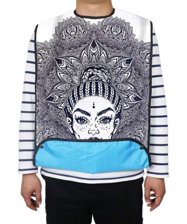 FUSHIDA Adult Bib Water Resistant PVC Bibs on Dinner Table Elegant Printing Cotton Cloth Cover for Men & Women Eating Adjustable Strap Bibs with Beauty Girl Pattern(FYH653-CA) - Buy Online on SooperMarket.com
